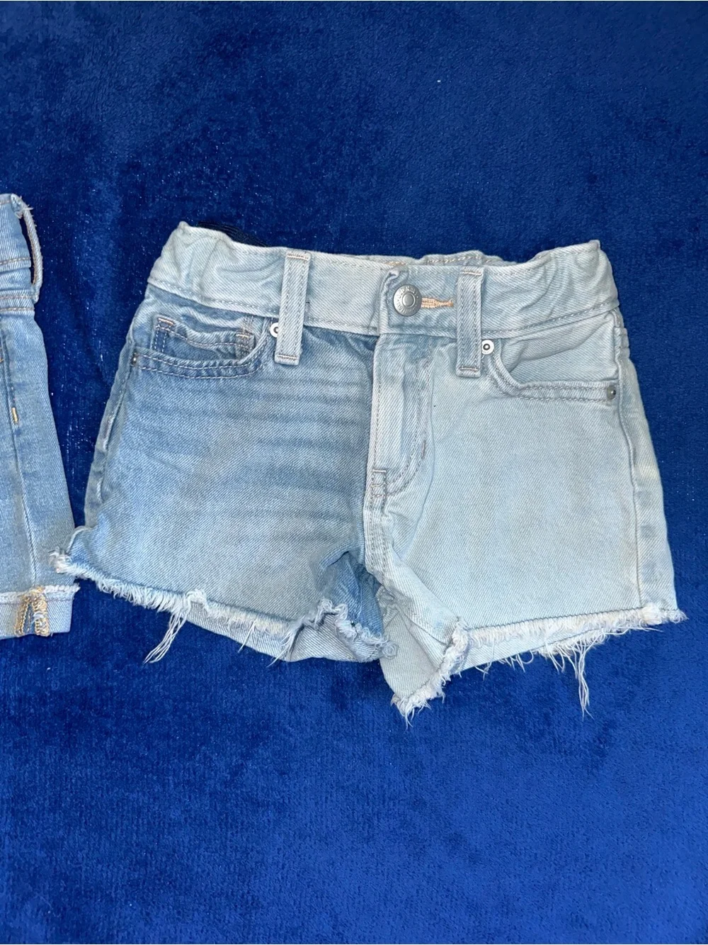 Old Navy Girls Lot of 3 Jean Shorts Size 5 adjustable waist White Blue Denim